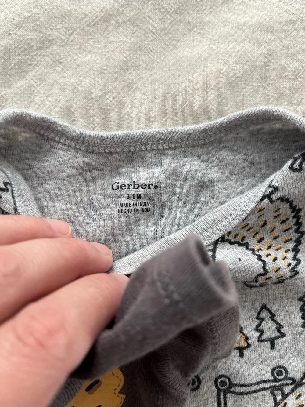 Gerber Dark Gray and Light Gray Hedgehog & Squirrel One-Piece Bodysuit Set